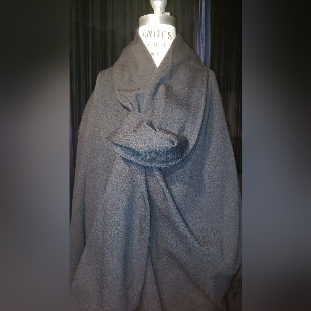 Vtg. Donna Karan 100% pure double sided wool knit shoulder pads cardigan coat L - Picture 2 of 16